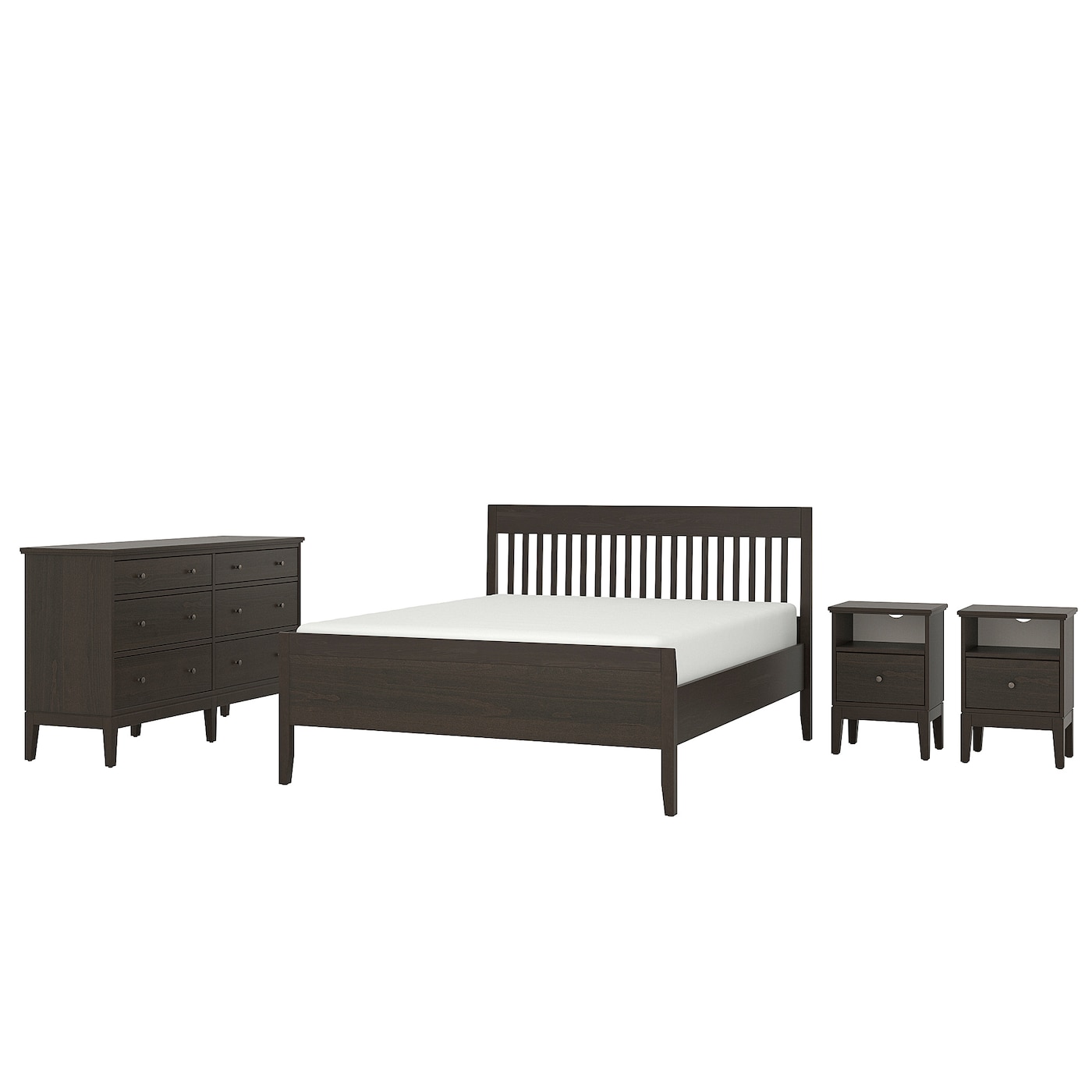 Комбинация мебели для спальни - IKEA IDANÄS/LINDBÅDEN/IDANAS/LINDBADEN, 200x140см, коричневый, ИДАНЭС/ЛИНДБАДЕН ИКЕА