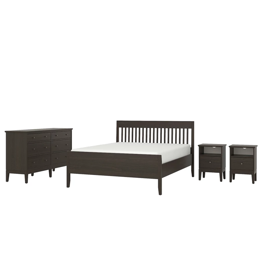 Комбинация мебели для спальни - IKEA IDANÄS/LINDBÅDEN/IDANAS/LINDBADEN, 200x140см, коричневый, ИДАНЭС/ЛИНДБАДЕН ИКЕА (изображение №1)