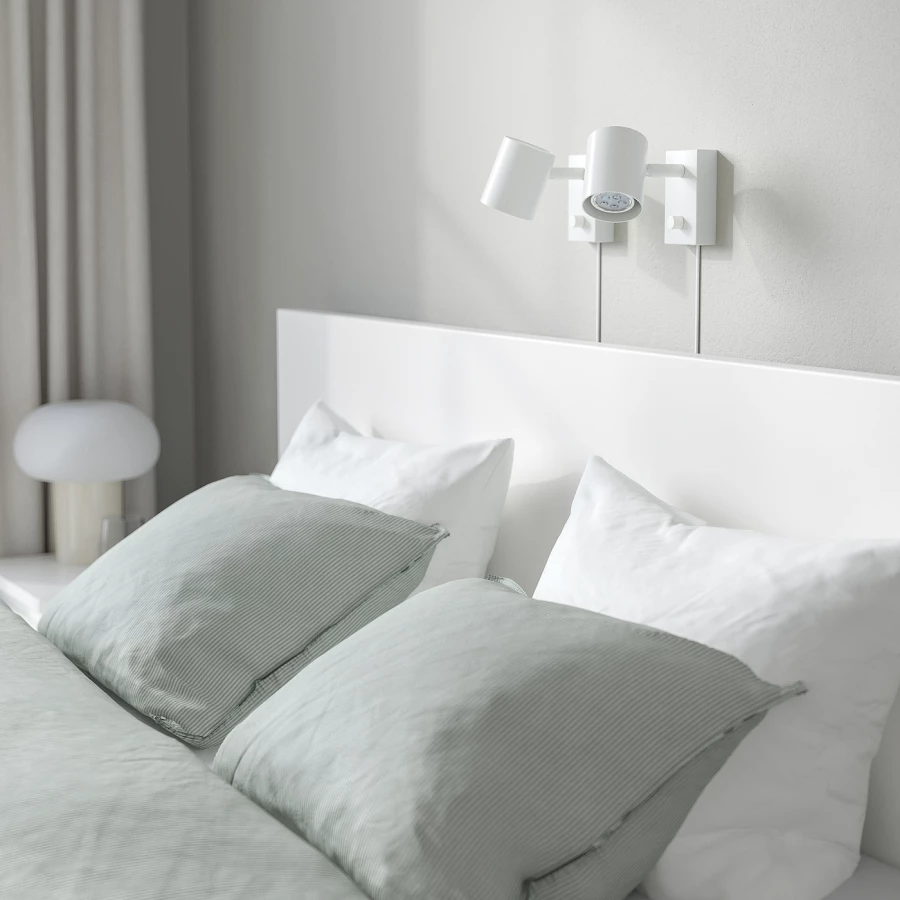 Кровать - IKEA MALM, 200х140 см, матрас средне-жесткий, белый, МАЛЬМ ИКЕА (изображение №8)