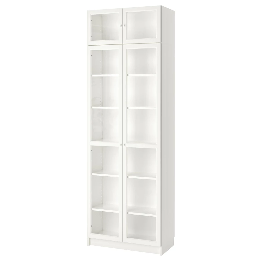 Стеллаж - IKEA BILLY/OXBERG, 80х42х237 см, белый/стекло, БИЛЛИ/ОКСБЕРГ ИКЕА (изображение №1)