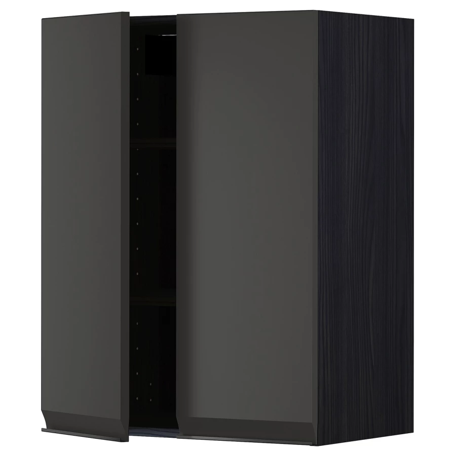 Навесной шкаф с полкой - METOD IKEA/ МЕТОД ИКЕА, 60х80 см, черный (изображение №1)