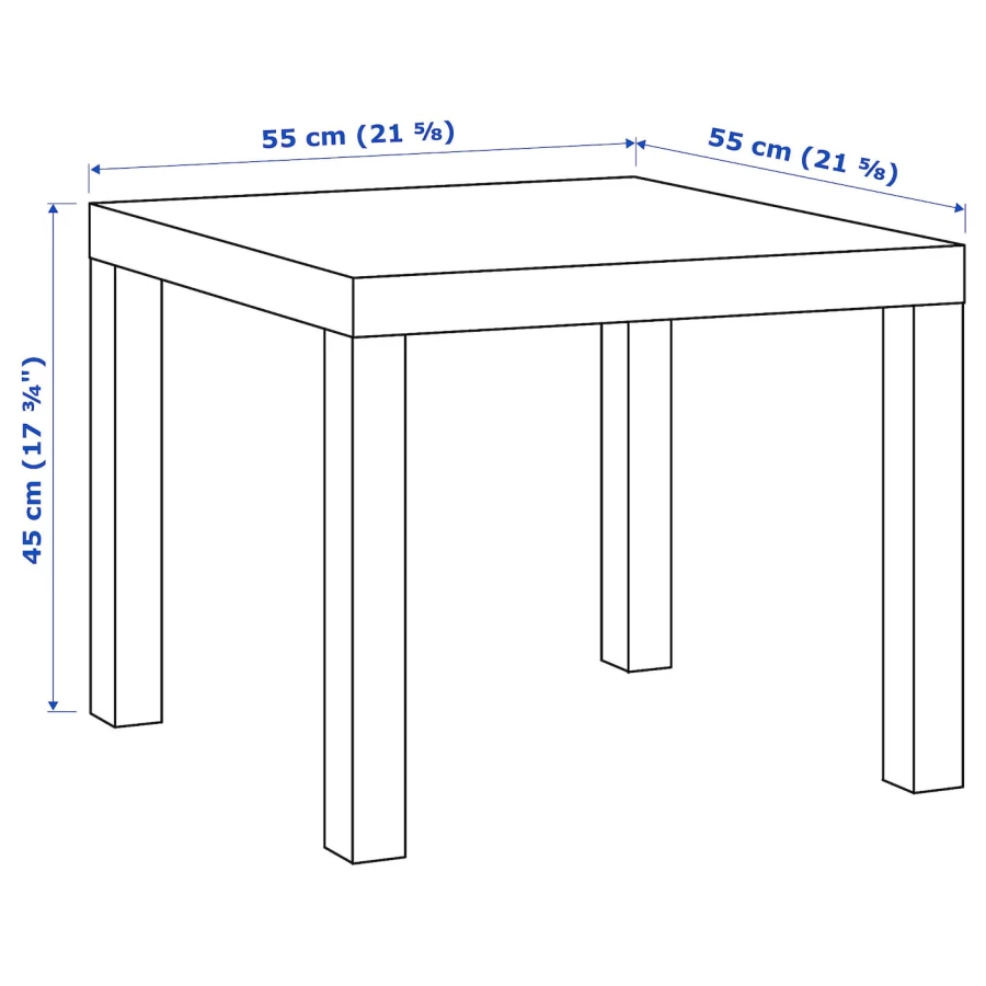 Приставной столик - IKEA LACK/ЛАКК ИКЕА, 55x55х45 см, под белый дуб (изображение №7)