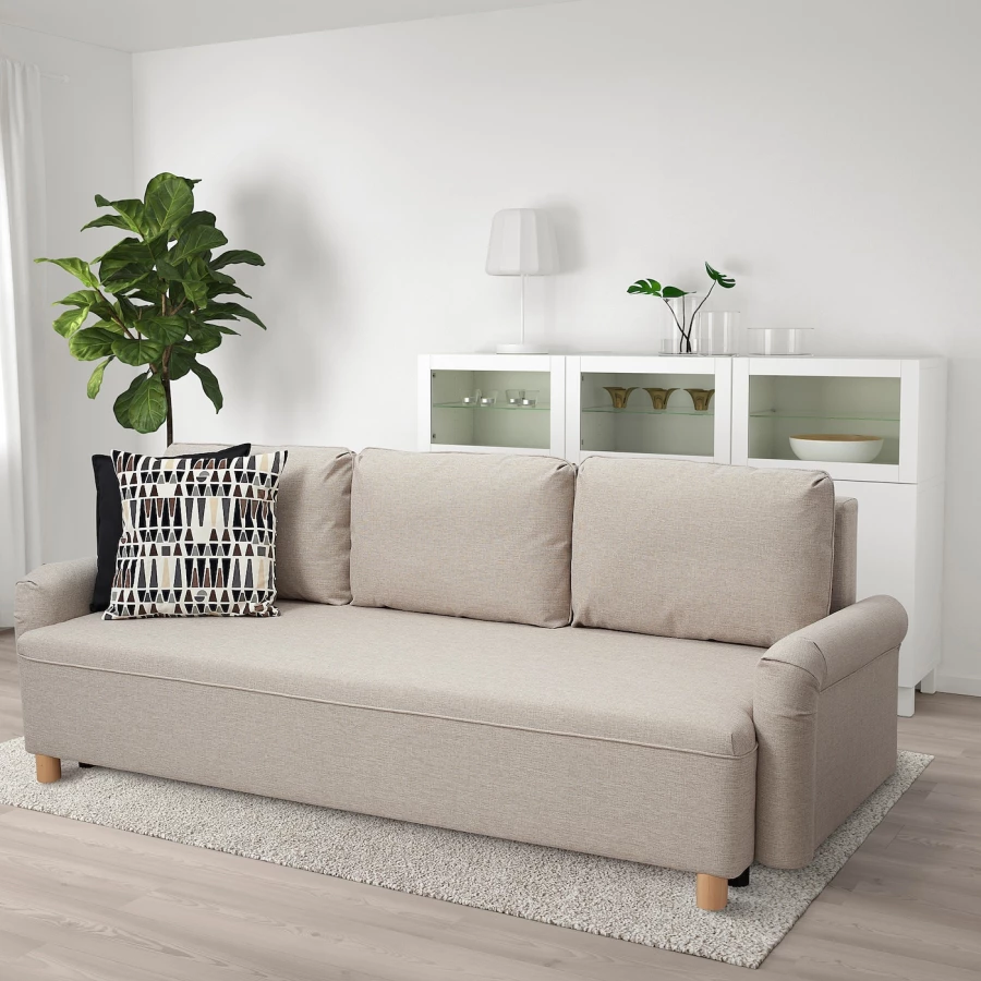 3-местный диван-кровать - IKEA GRIMHULT, 92x236см, бежевый, ГРИМХУЛЬТ ИКЕА (изображение №2)