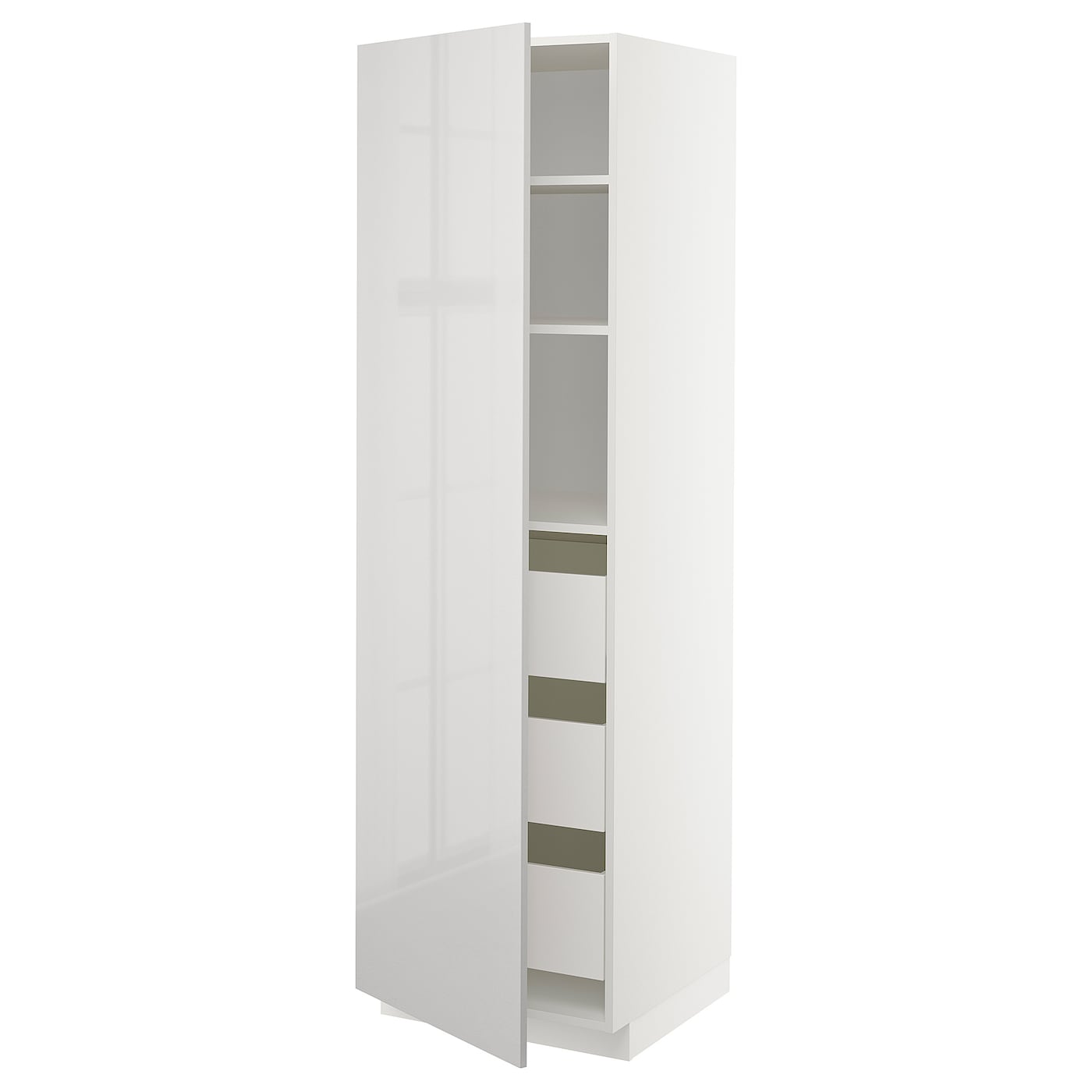 Высокий шкаф с ящиками - IKEA METOD/MAXIMERA/МЕТОД/МАКСИМЕРА ИКЕА, 200х60х60 см, белый/светло-серый