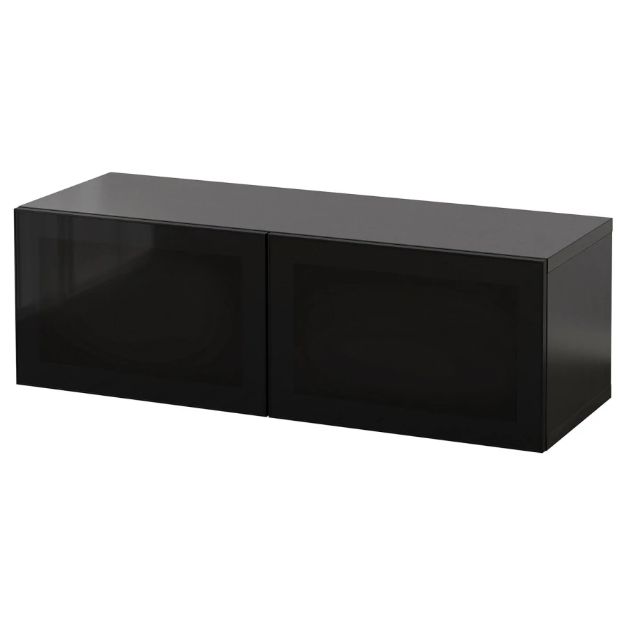 Комбинация навесного шкафа - IKEA BESTÅ/BESTA/БЕСТО ИКЕА, 38х42х120 см, черный глянцевый (изображение №1)