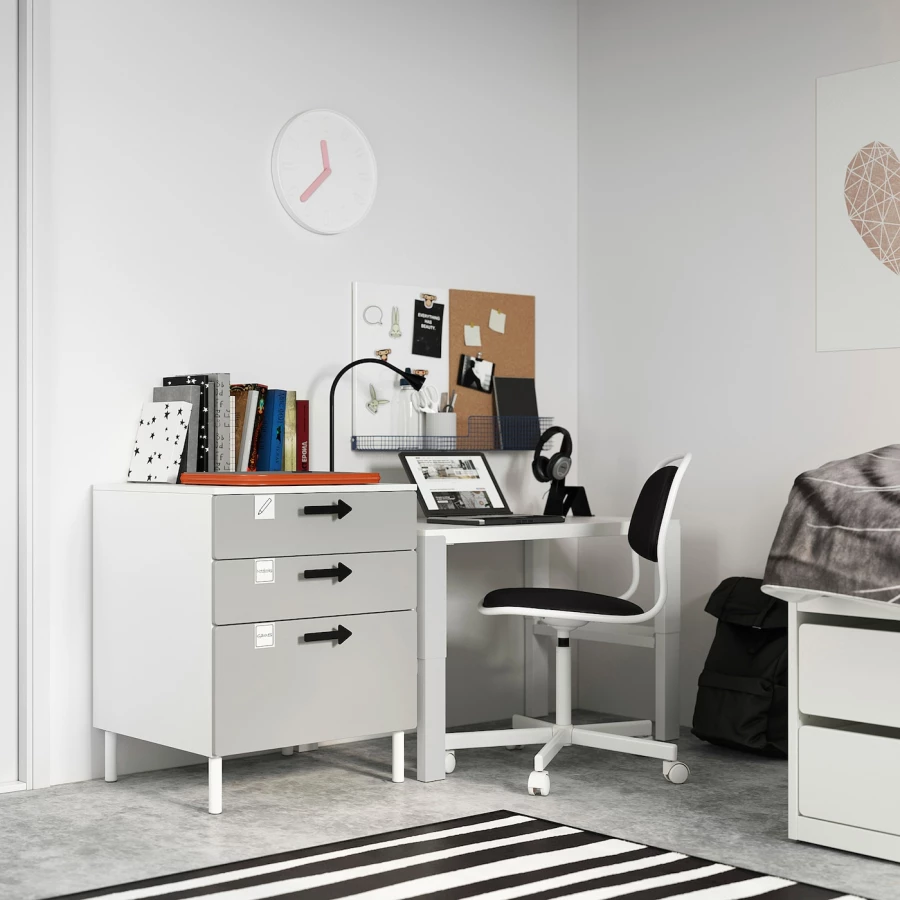 Комод детский - IKEA PLATSA/SMÅSTAD/SMASTAD, 60x55x63 см, белый/серый, ИКЕА (изображение №4)