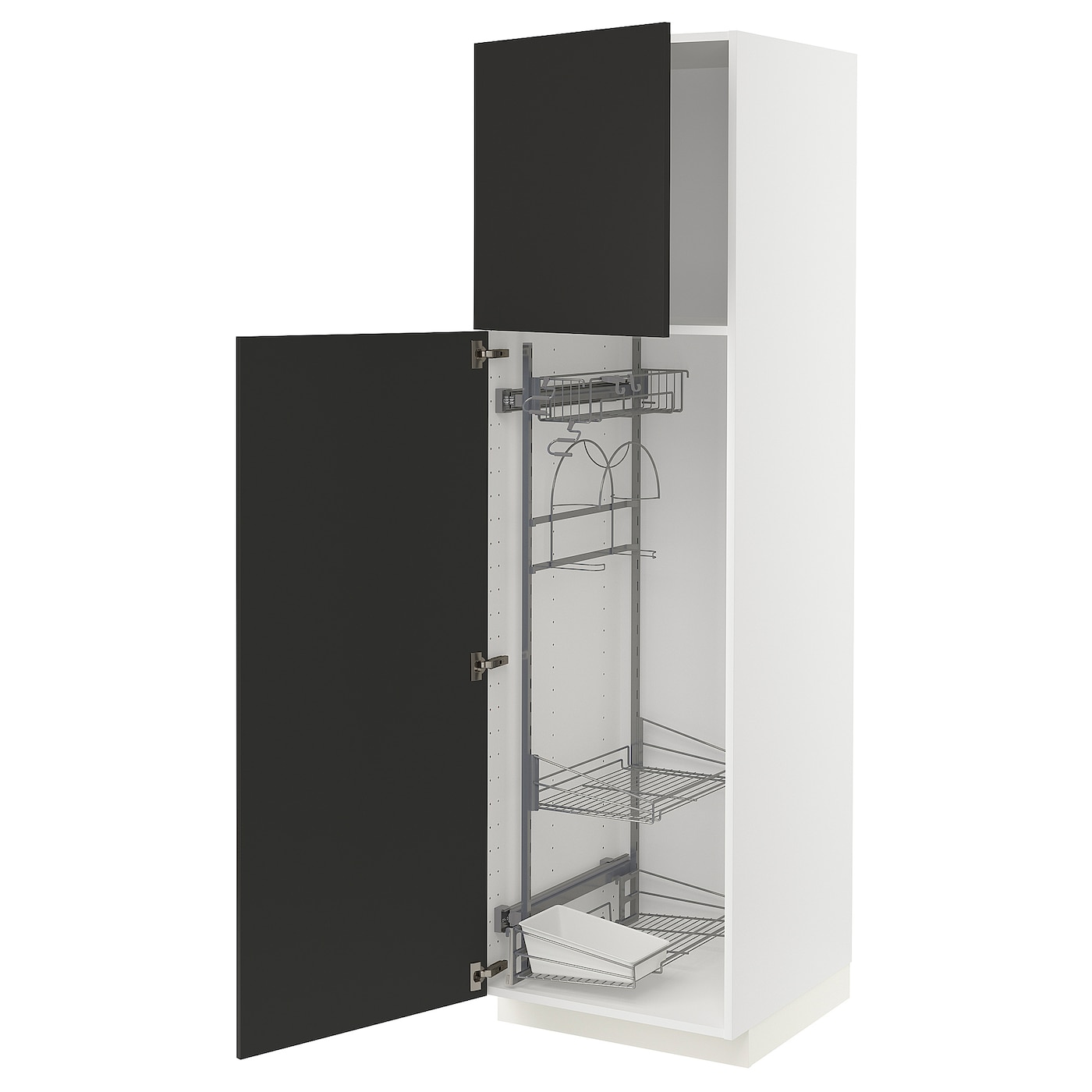 Высокий шкаф/бытовой - IKEA METOD/МЕТОД ИКЕА, 200х60х60 см, белый/черный