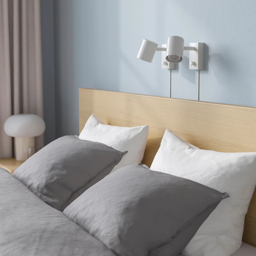 Каркас кровати с 2 ящиками для хранения - IKEA MALM, 160х200 см, дубовый шпон, беленый МАЛЬМ ИКЕА (изображение №6)