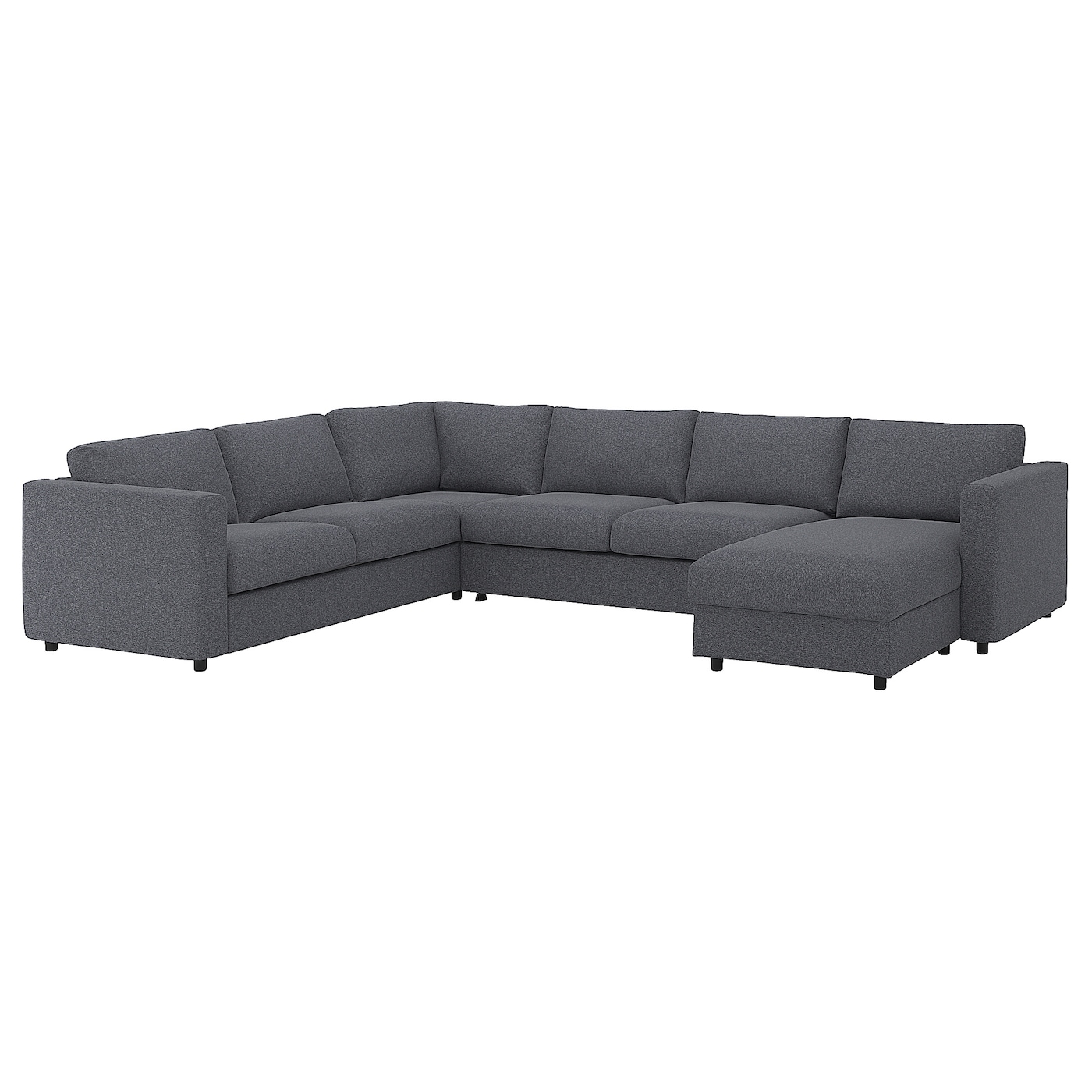 Угловой диван-кровать с шезлонгом - IKEA VIMLE/ВИМЛЕ ИКЕА, 249/349х83х164 см, темно-серый