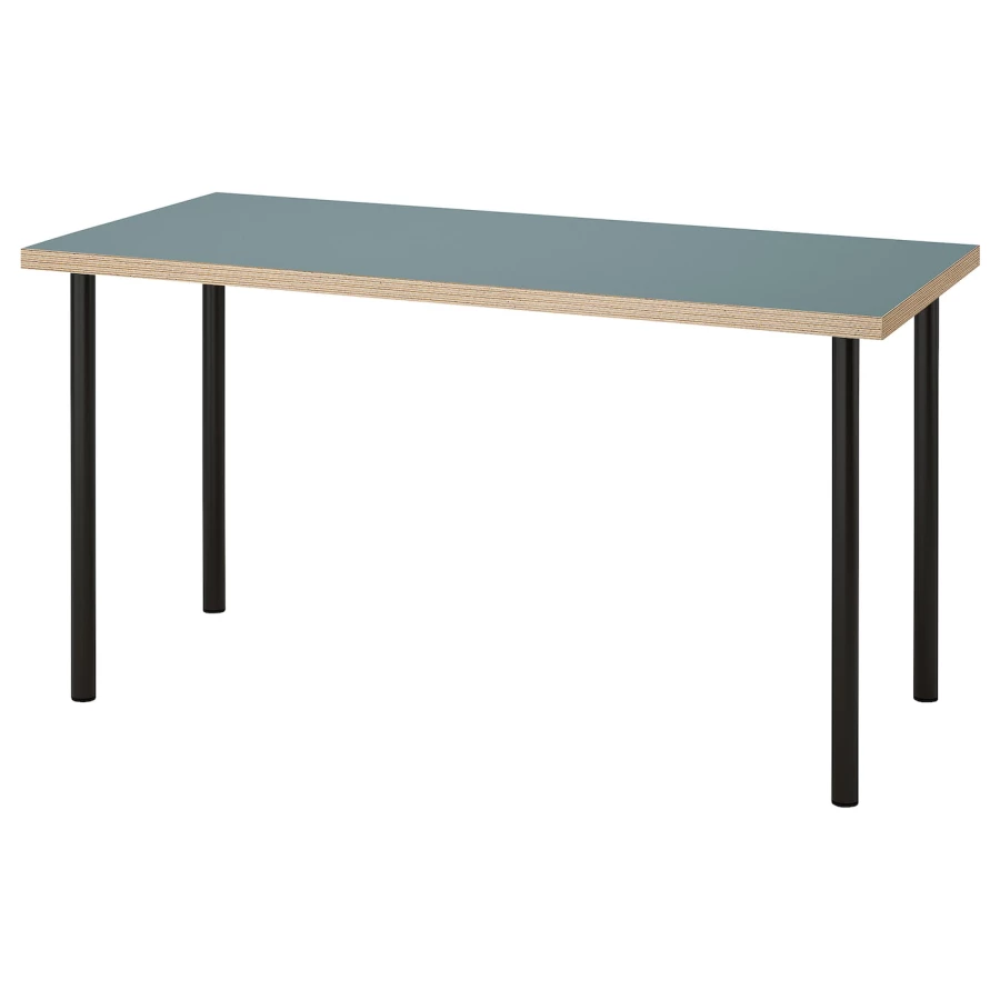 Письменный стол - IKEA LAGKAPTEN/ADILS, 140х60 см, серый/черный, ЛАГКАПТЕН/АДИЛЬС ИКЕА (изображение №1)