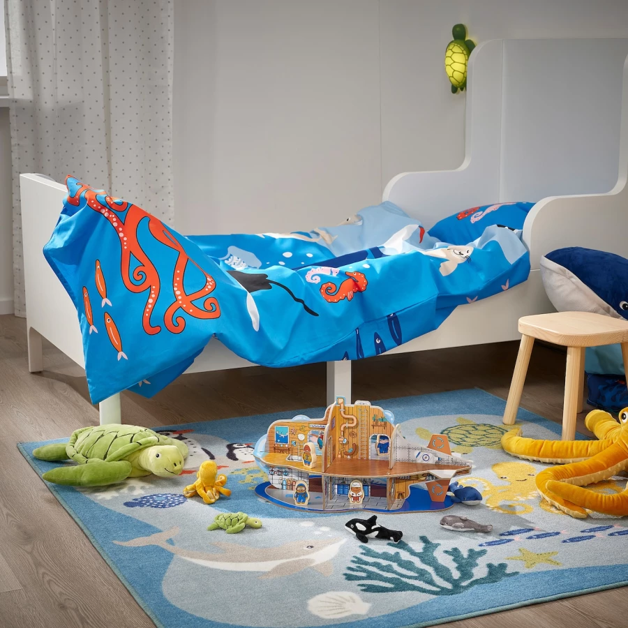 Пододеяльник и наволочка - BLÅVINGAD / BLАVINGAD  IKEA/  БЛОВИНГАД  И КЕА, 200/150/50 см, синий (изображение №9)