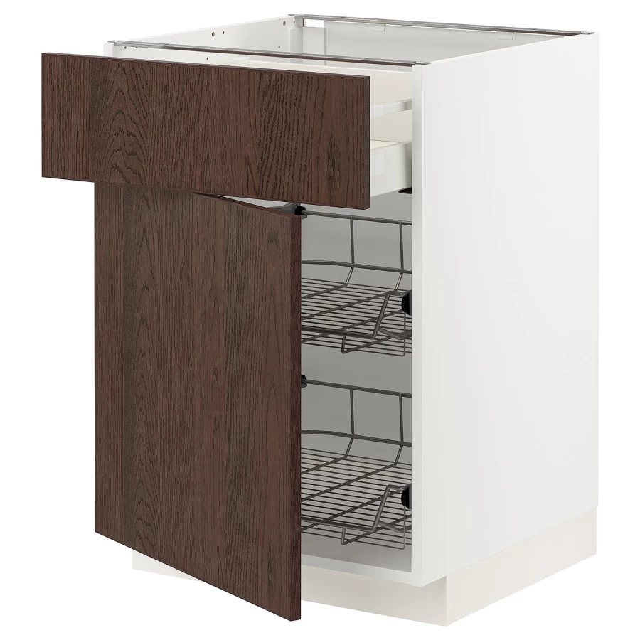 Напольный шкаф - METOD / MAXIMERA IKEA/ МЕТОД/ МАКСИМЕРА ИКЕА,  60х88 см, белый/ коричневый (изображение №1)
