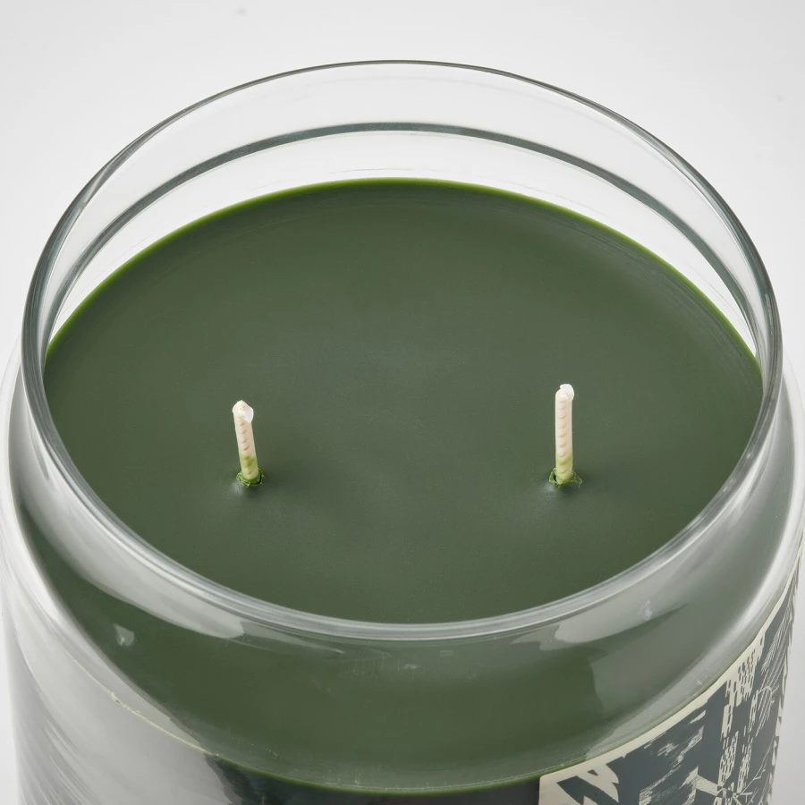 Ароматическая свеча в стакане - IKEA JÄMTSKOGEN/ЯМЦКОГЕН ИКЕА, 12х10,5 см, зеленый (изображение №8)