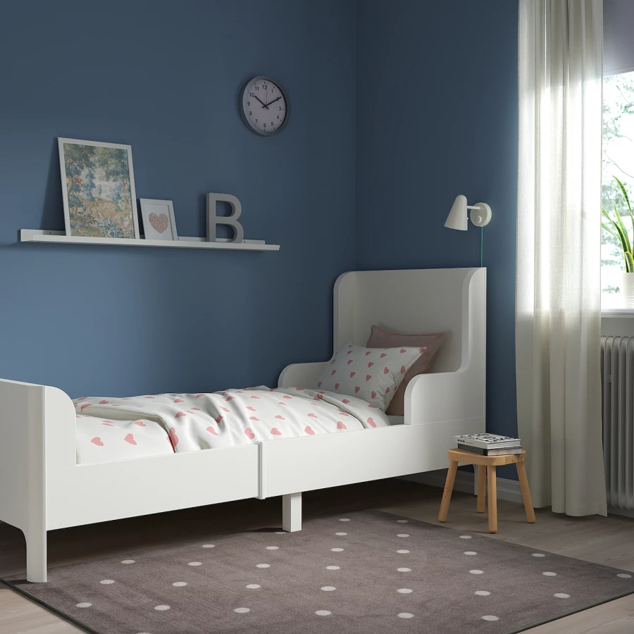 Кровать одноярусная - IKEA BUSUNGE/БУСУНГЕ ИКЕА, 80x200 см, белый (изображение №3)
