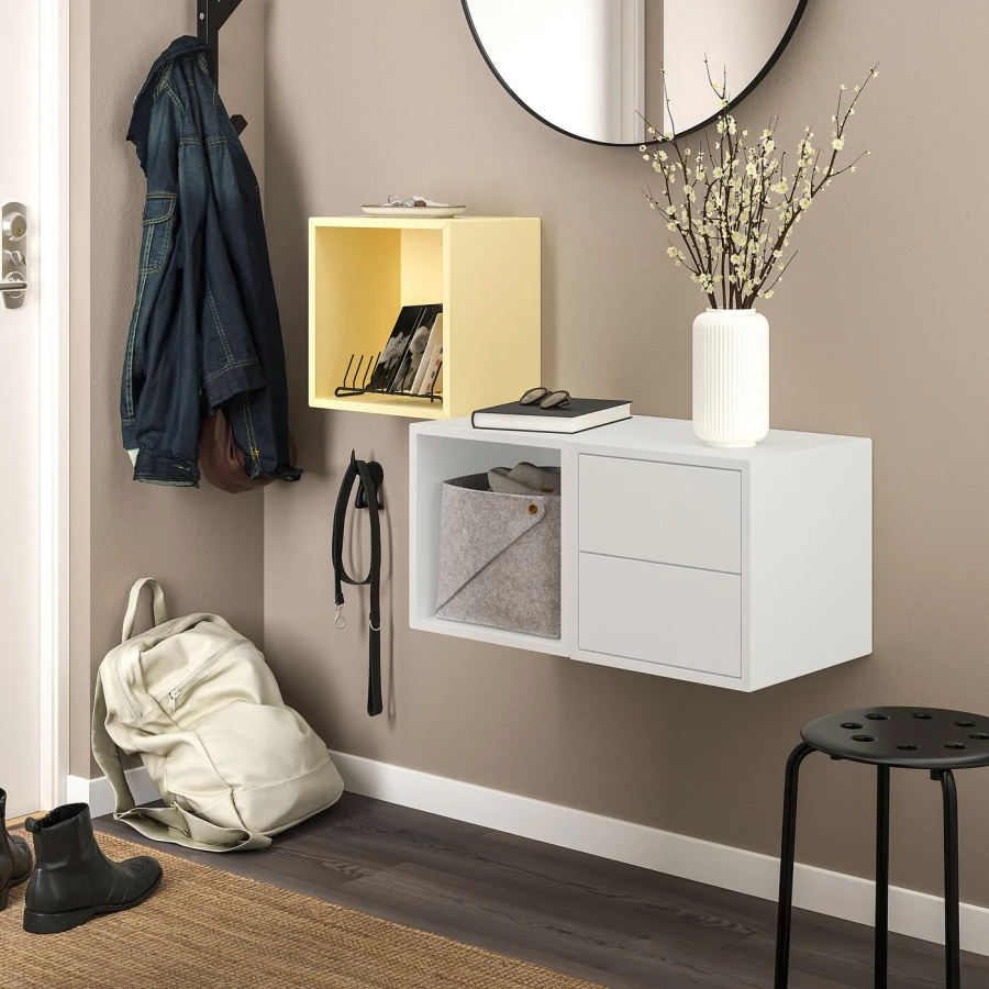 Комбинация для хранения - EKET IKEA/ ЭКЕТ ИКЕА,  105х70 см,   желтый/белый (изображение №3)