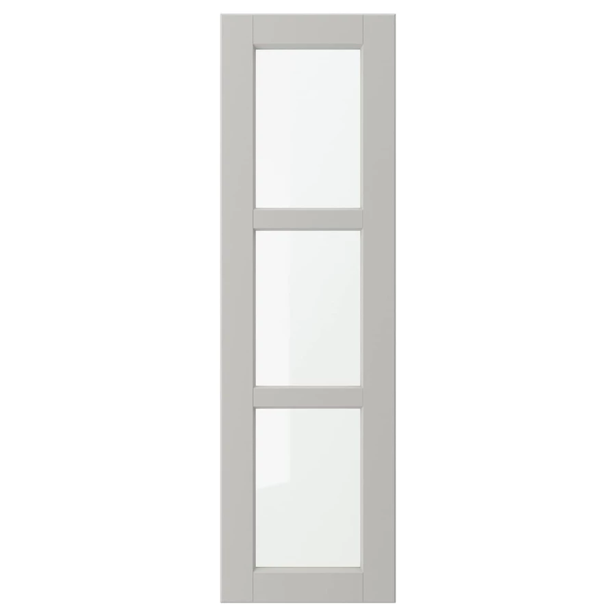 Дверца со стеклом - IKEA LERHYTTAN, 100х30 см, светло-серый, ЛЕРХЮТТАН ИКЕА (изображение №1)