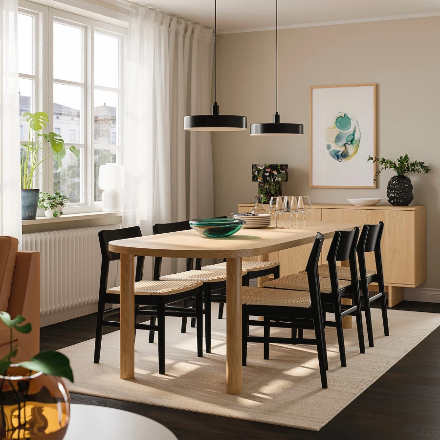 Стол и 6 стулье-IKEA  STOCKHOLM 2025 / SKANSNÄS/СТОКГОЛЬМ 2025/СКАНСНАС ИКЕА,230x90,коричневый (изображение №2)