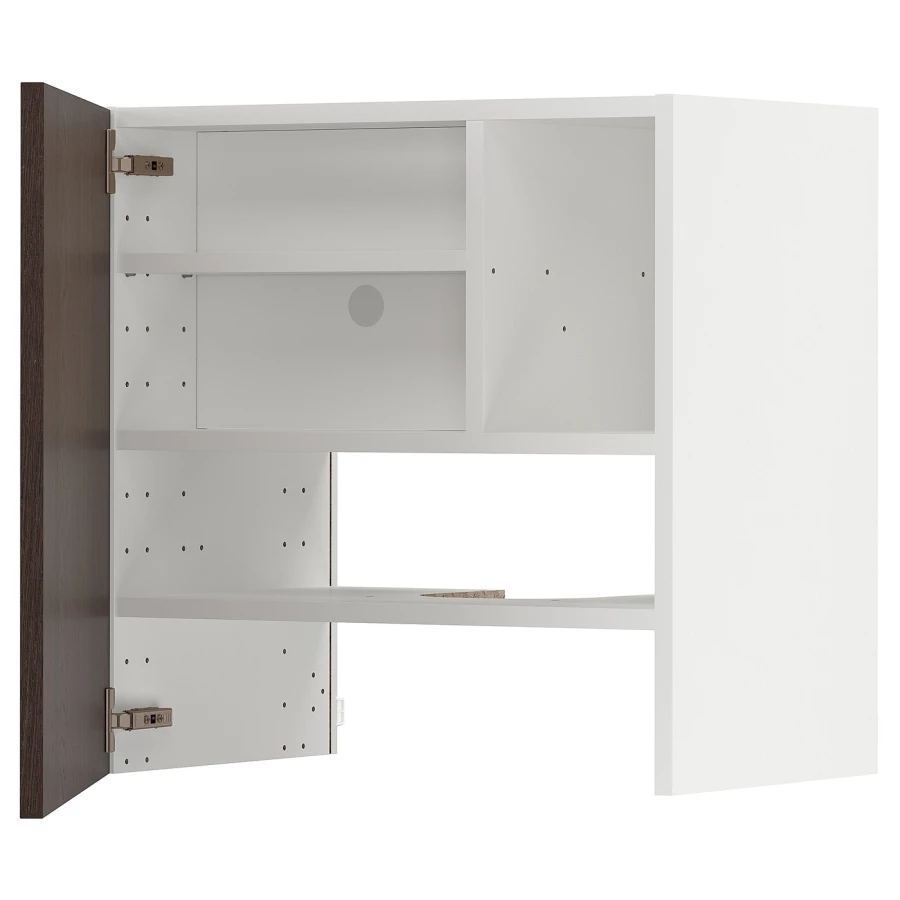 Навесной шкаф с полкой - METOD IKEA/ МЕТОД ИКЕА, 60х60 см, белый/коричневый (изображение №1)