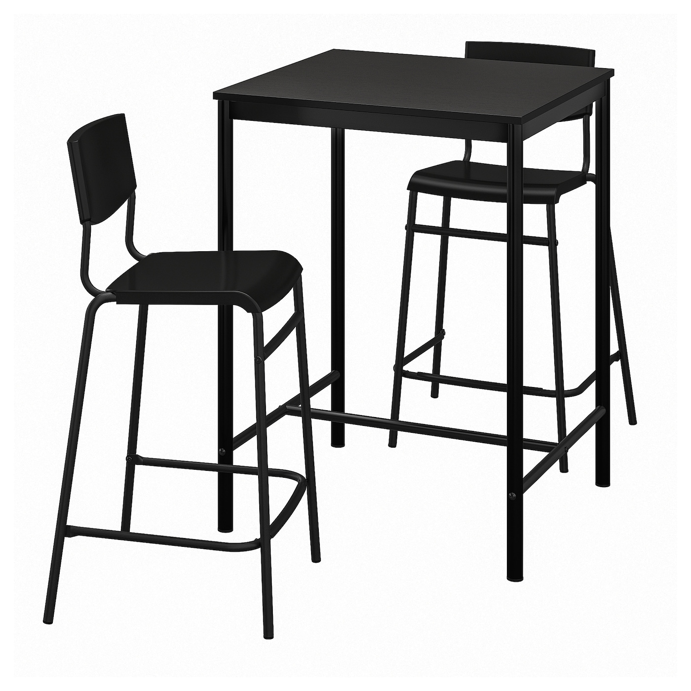 Стол и 2 барных стула -  SANDSBERG/STIG IKEA /САНДСБЕРГ/СТИГ ИКЕА, 67х67х90, чёрный