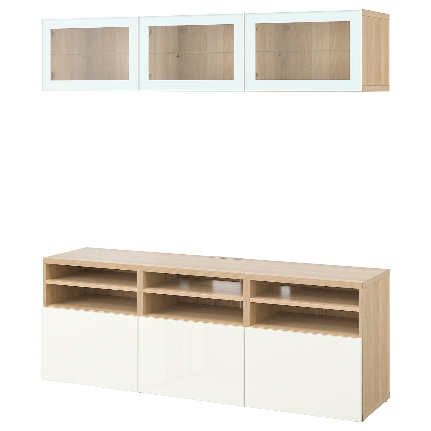 Комбинация для хранения ТВ - IKEA BESTÅ/BESTA, 192x42x180см, белый/светло-коричневый, БЕСТО ИКЕА