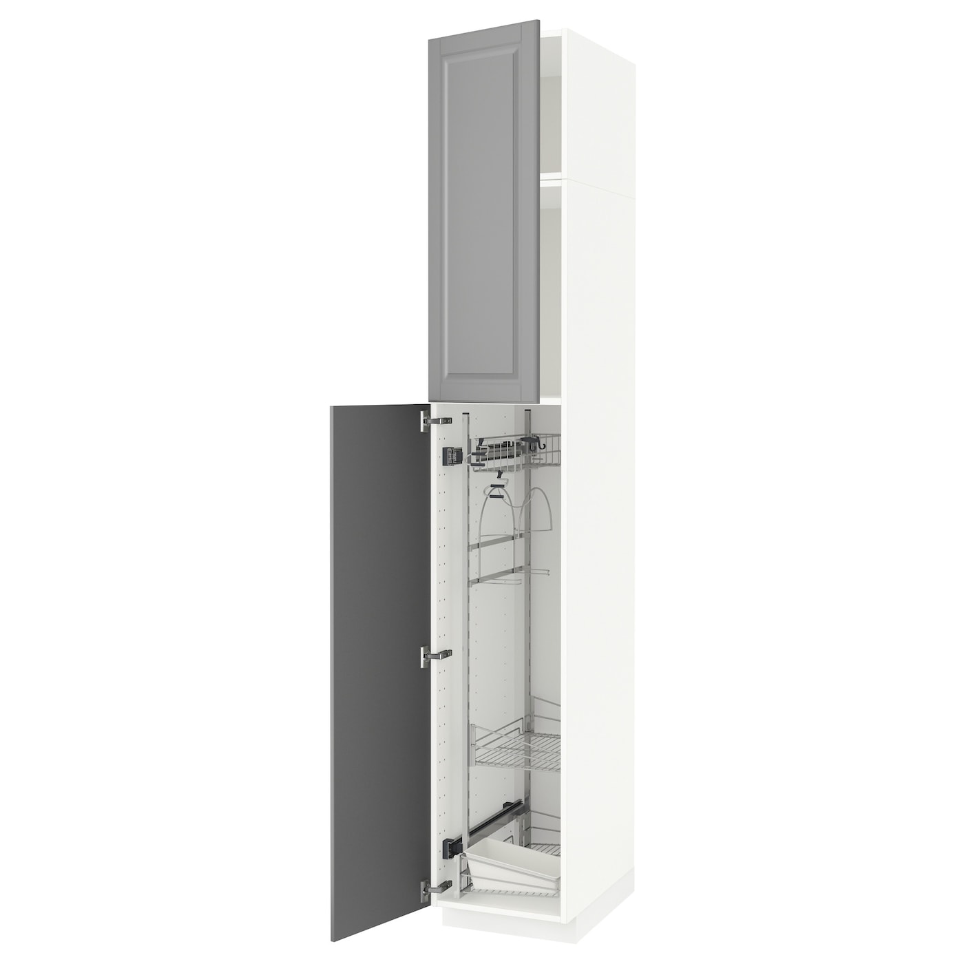 Высокий шкаф/бытовой - IKEA METOD/МЕТОД ИКЕА, 240х60х40 см, белый/серый