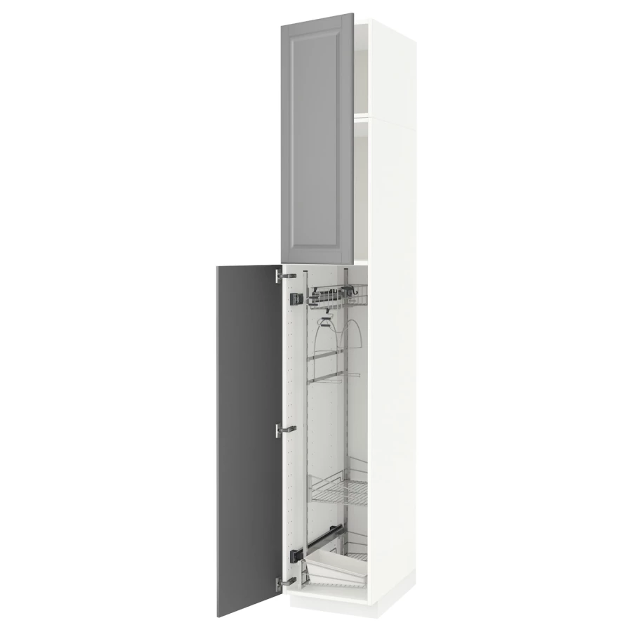 Высокий шкаф/бытовой - IKEA METOD/МЕТОД ИКЕА, 240х60х40 см, белый/серый (изображение №1)