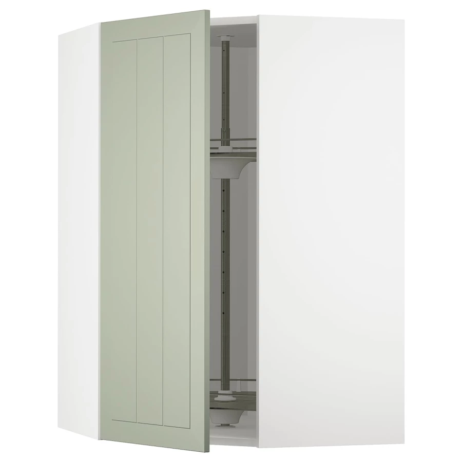 Угловой навесной шкаф с каруселью - METOD  IKEA/  МЕТОД ИКЕА, 100х68 см, белый/зеленый (изображение №1)
