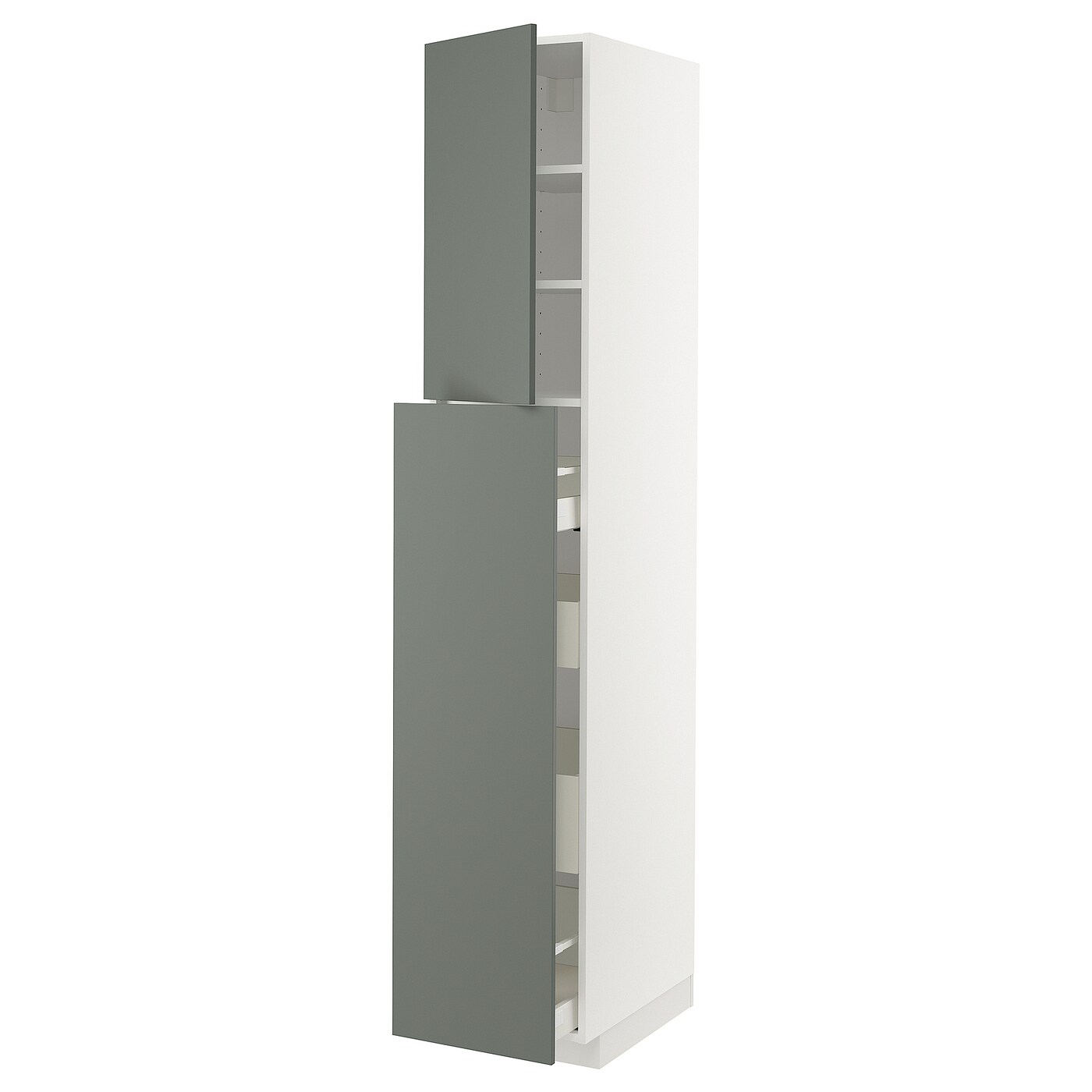 Высокий шкаф - IKEA METOD/MAXIMERA/МЕТОД/МАКСИМЕРА ИКЕА, 220х60х40 см, белый/темно-серый