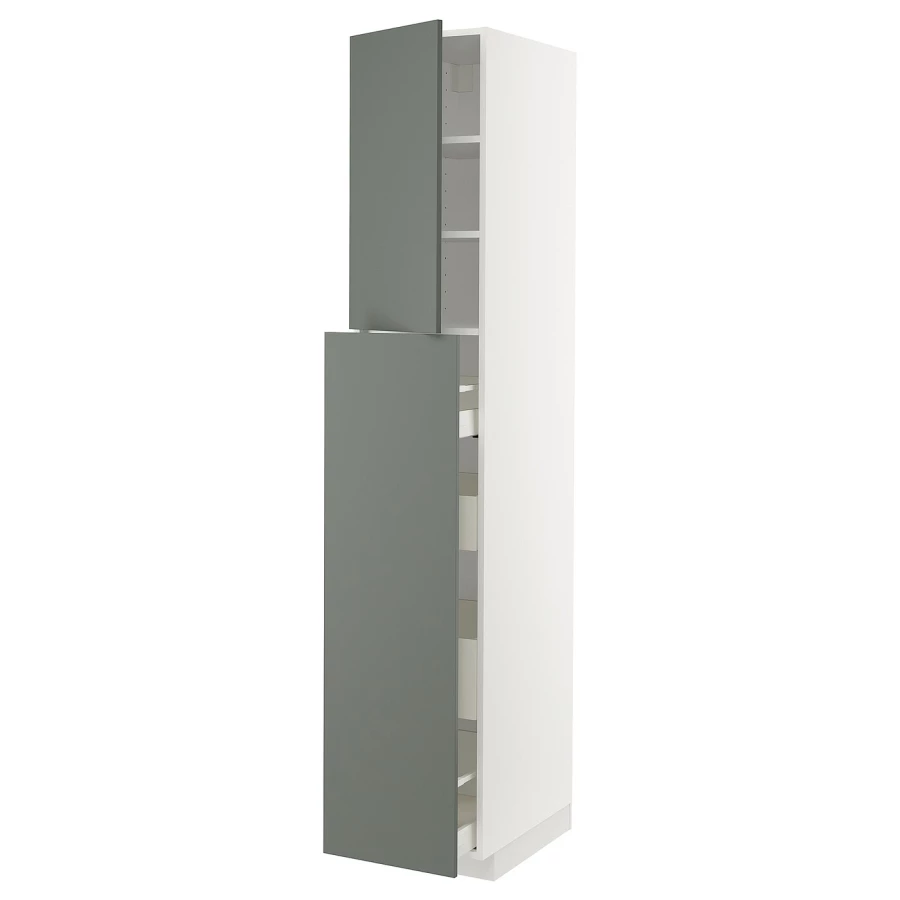 Высокий шкаф - IKEA METOD/MAXIMERA/МЕТОД/МАКСИМЕРА ИКЕА, 220х60х40 см, белый/темно-серый (изображение №1)