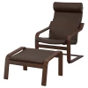 Кресло с подставкой для ног - IKEA POÄNG/POANG/ИКЕА ПОЭНГ, 100х82х68см, коричневый/глос темно-коричневый