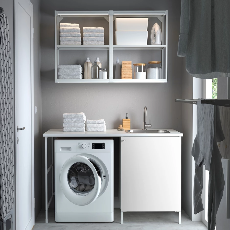 Комбинация шкафов для прачечной и кухни - ENHET  IKEA/ ЭНХЕТ ИКЕА, 139x63,5x87,5 см, белый (изображение №2)