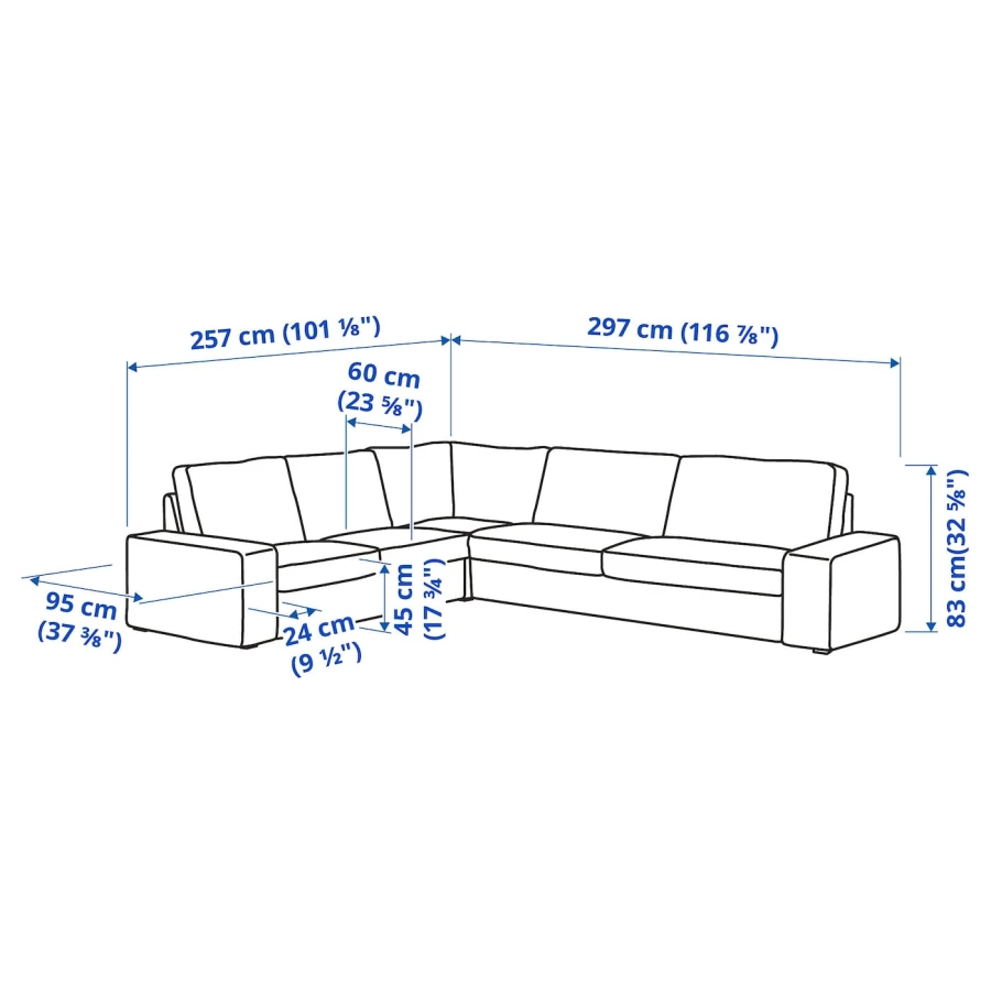 Диван угловой 5-местный - IKEA KIVIK/КИВИК ИКЕА, синий (изображение №6)