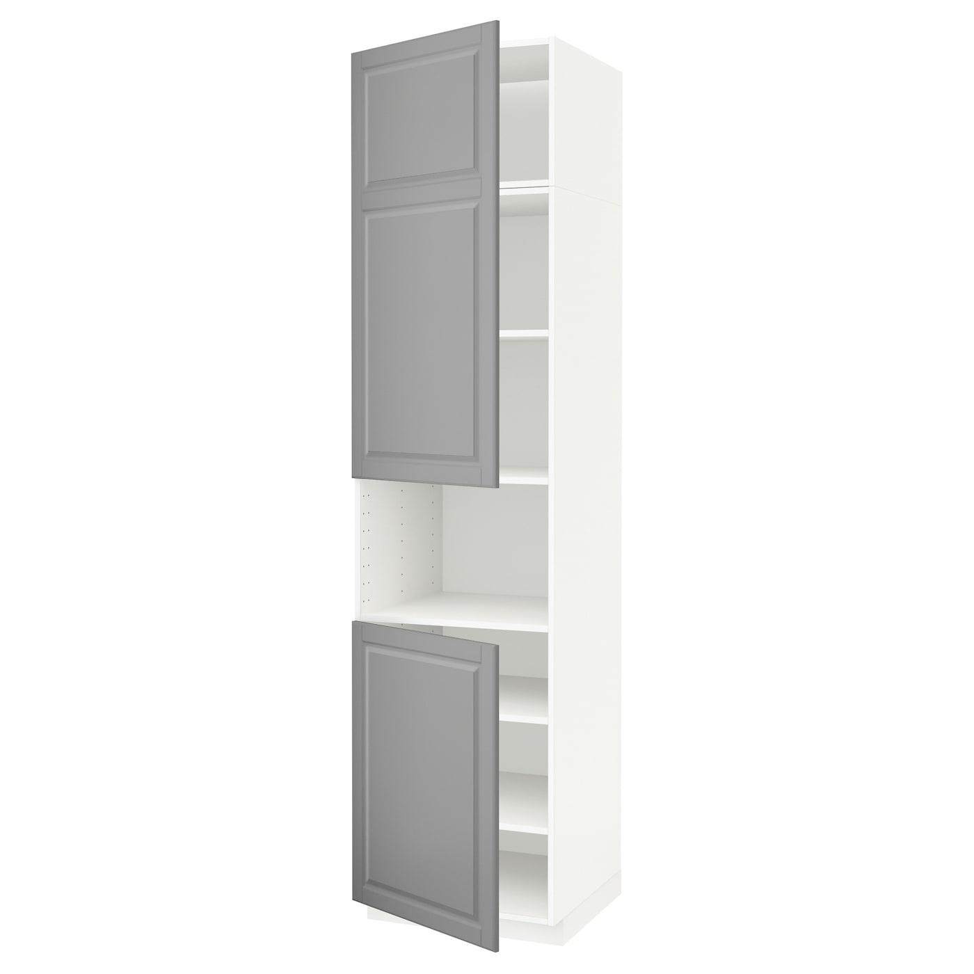 Кухонный шкаф-пенал - IKEA METOD/МЕТОД ИКЕА, 240х60х60 см, белый/серый