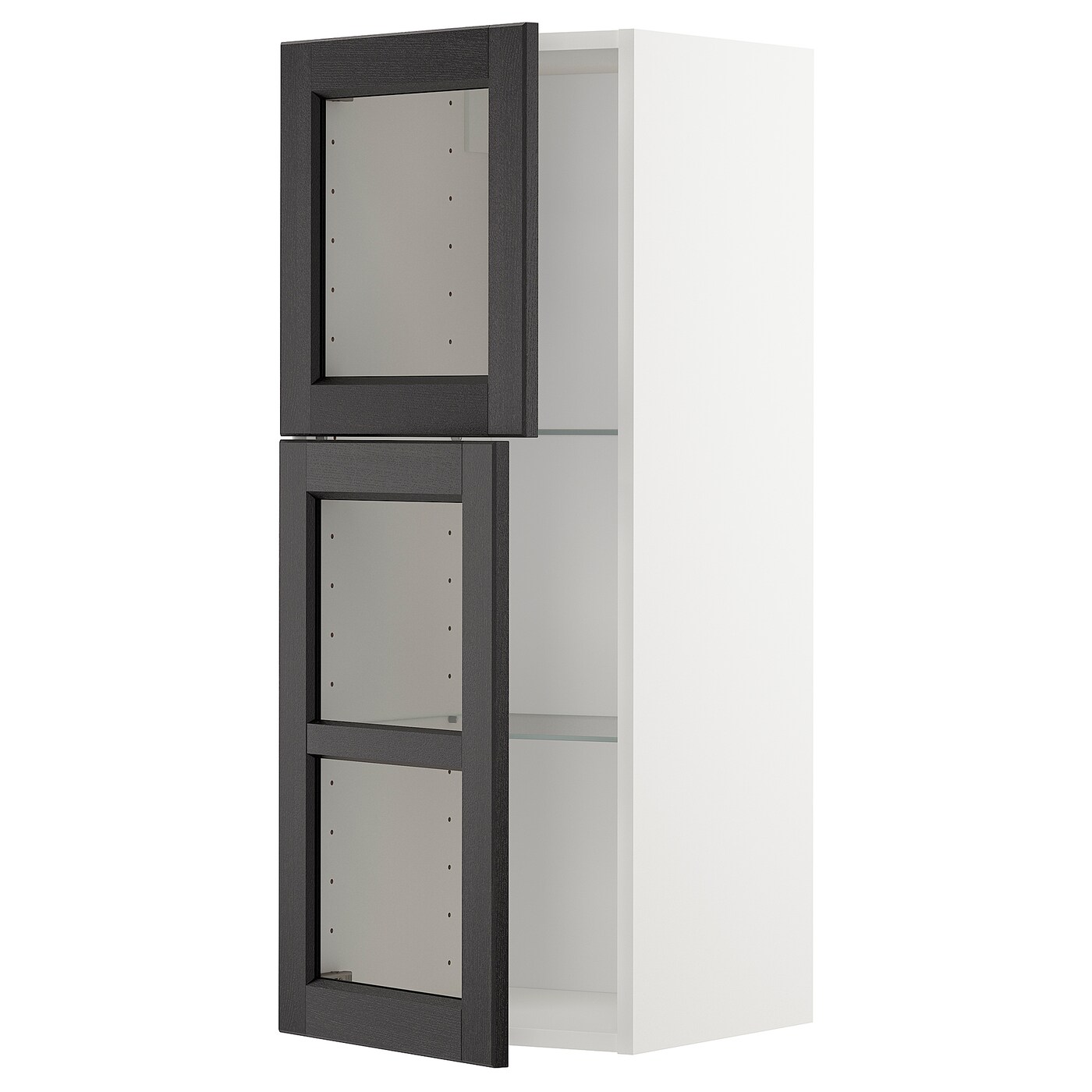 Шкаф и 2 стеклянные двери -  METOD IKEA/ МЕТОД ИКЕА, 100х40 см, белый/черный