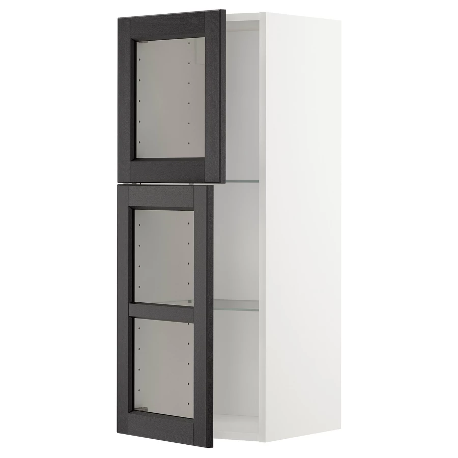 Шкаф и 2 стеклянные двери -  METOD IKEA/ МЕТОД ИКЕА, 100х40 см, белый/черный (изображение №1)