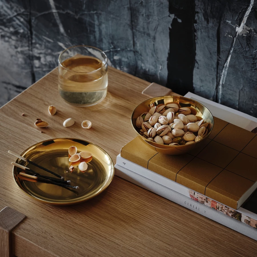 Миска и тарелка IKEA STOCKHOLM 2025/СТОКГОЛЬМ 2025 ИКЕА, 16 см, золотой (изображение №2)