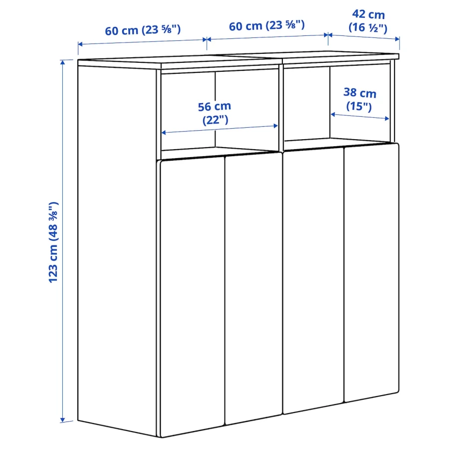 Шкаф - PLATSA/ SMÅSTAD / SMАSTAD  IKEA/ ПЛАТСА/СМОСТАД  ИКЕА, 120х42х123 см, белый (изображение №3)