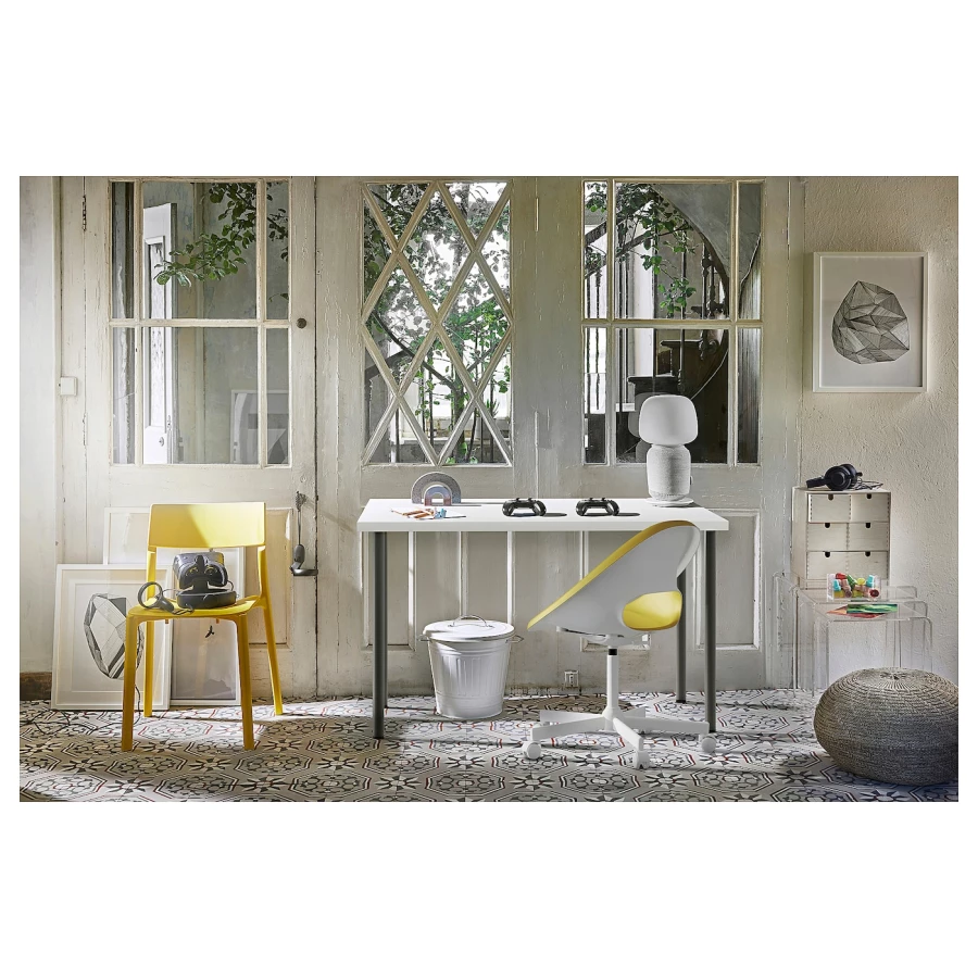 Письменный стол - IKEA LAGKAPTEN/ADILS, 120х60 см, темно-серый/белый, ЛАГКАПТЕН/АДИЛЬС ИКЕА (изображение №4)