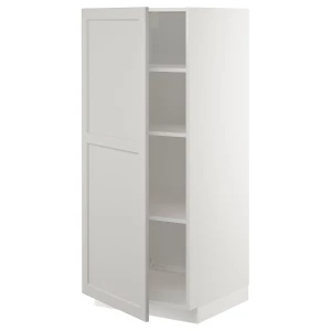 Высокий кухонный шкаф с полками - IKEA METOD/МЕТОД ИКЕА, 140х60х60 см, белый/серый