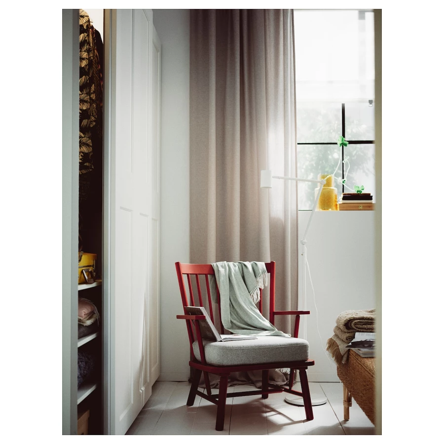 Кресло - IKEA PERSBOL, 69х70х84 см, коричнево-красный/серый, ПЕРСОБОЛ ИКЕА (изображение №6)