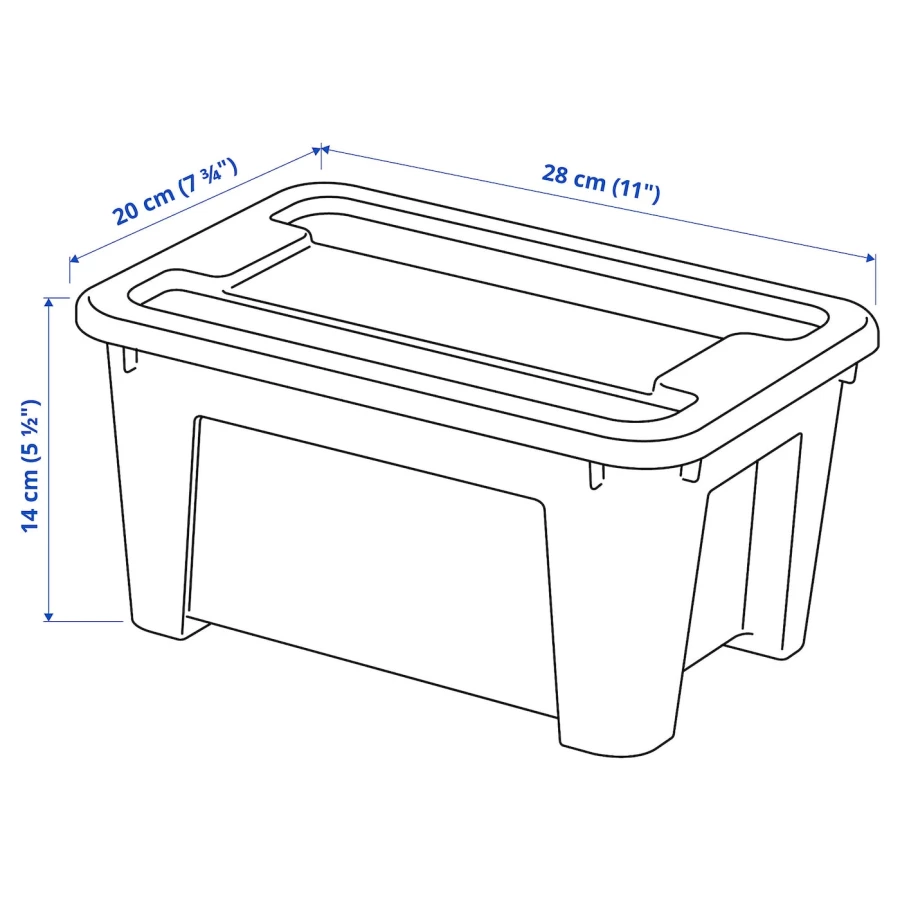 Коробка с крышкой  - SAMLA IKEA/САМЛА ИКЕА, 28x20x14 см, прозрачный (изображение №6)