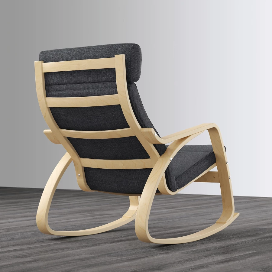 Кресло-качалка - IKEA POÄNG/POANG/ПОЭНГ ИКЕА, 68х94х95 см, черный (изображение №3)