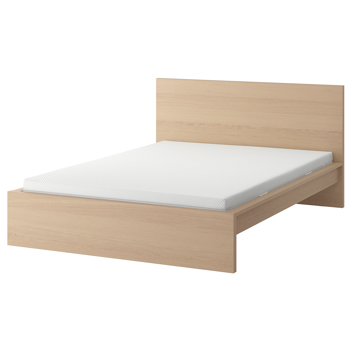 Кровать - IKEA MALM, 200х140 см, матрас средне-жесткий, под беленый дуб, МАЛЬМ ИКЕА