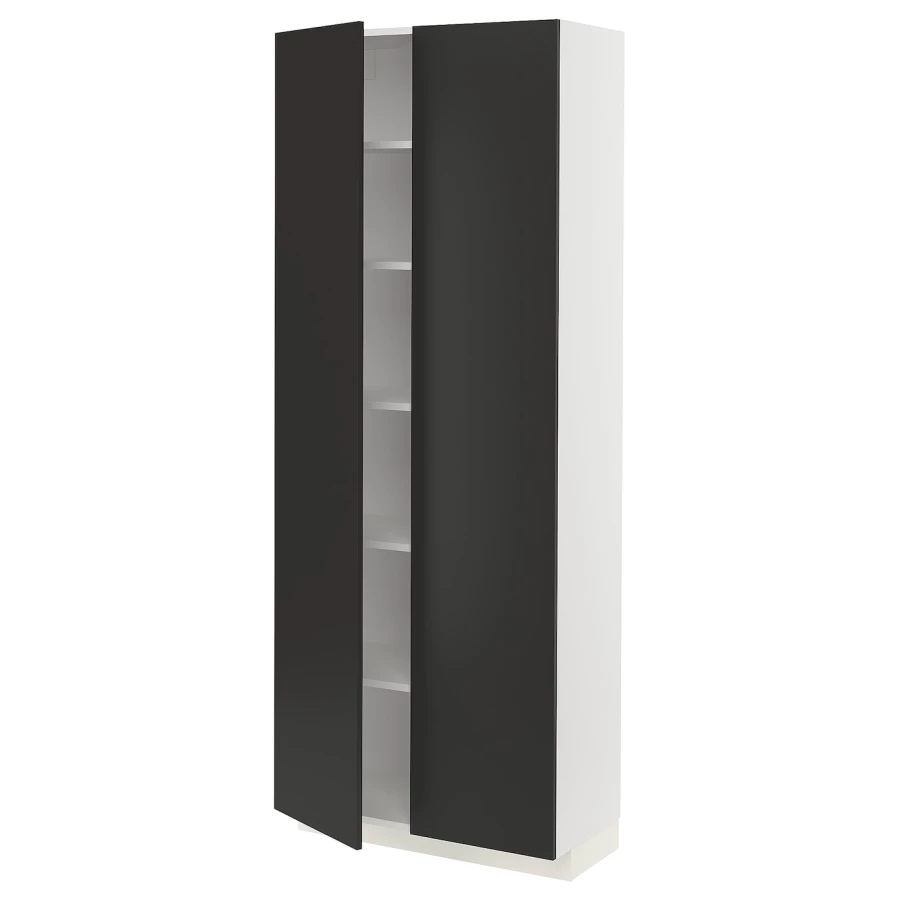Высокий шкаф - IKEA METOD/МЕТОД ИКЕА, 200х37х80 см, белый/черный (изображение №1)