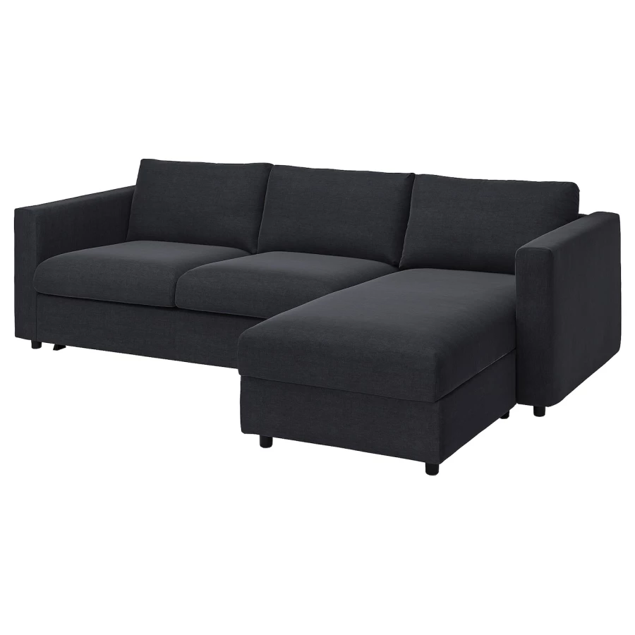 3-местный диван с шезлонгом - IKEA VIMLE, 98x271см, черный, ВИМЛЕ ИКЕА (изображение №2)