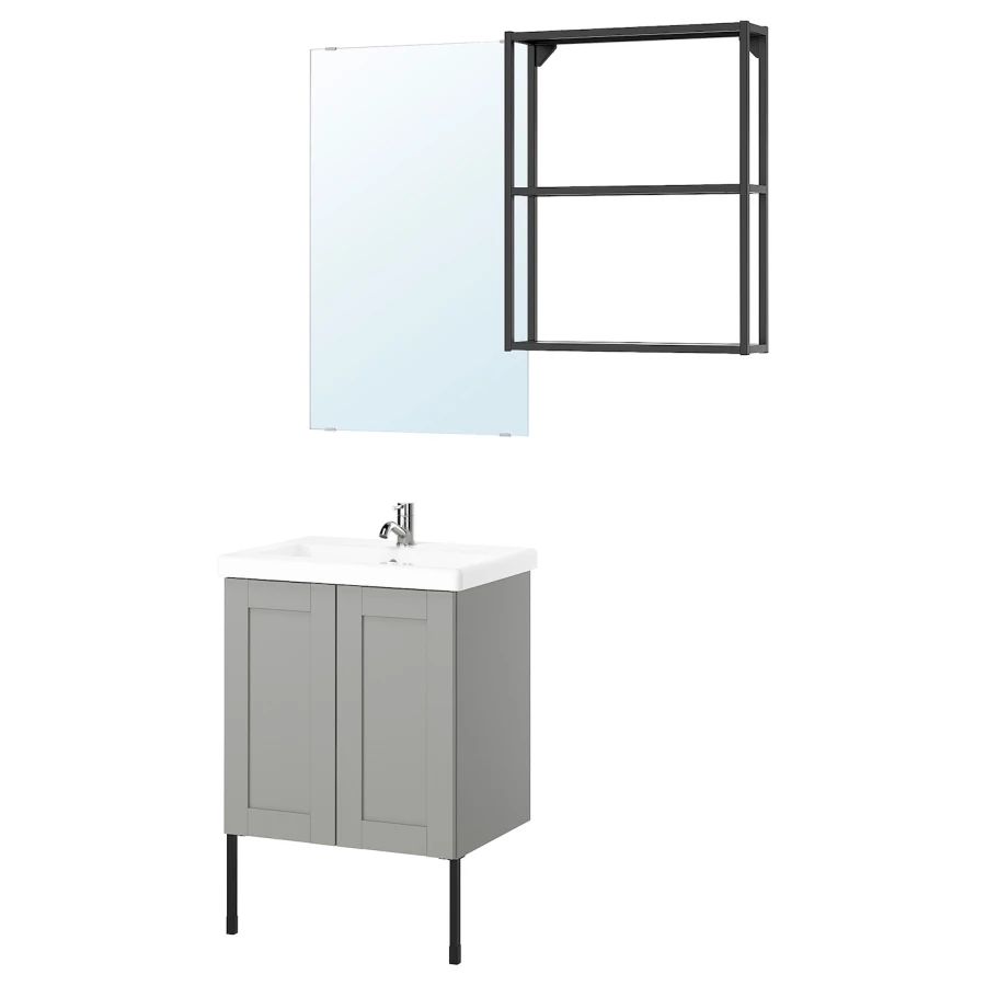 Комбинация для ванной - IKEA ENHET, 64х43х65 см, антрацит/серый, ЭНХЕТ ИКЕА (изображение №1)