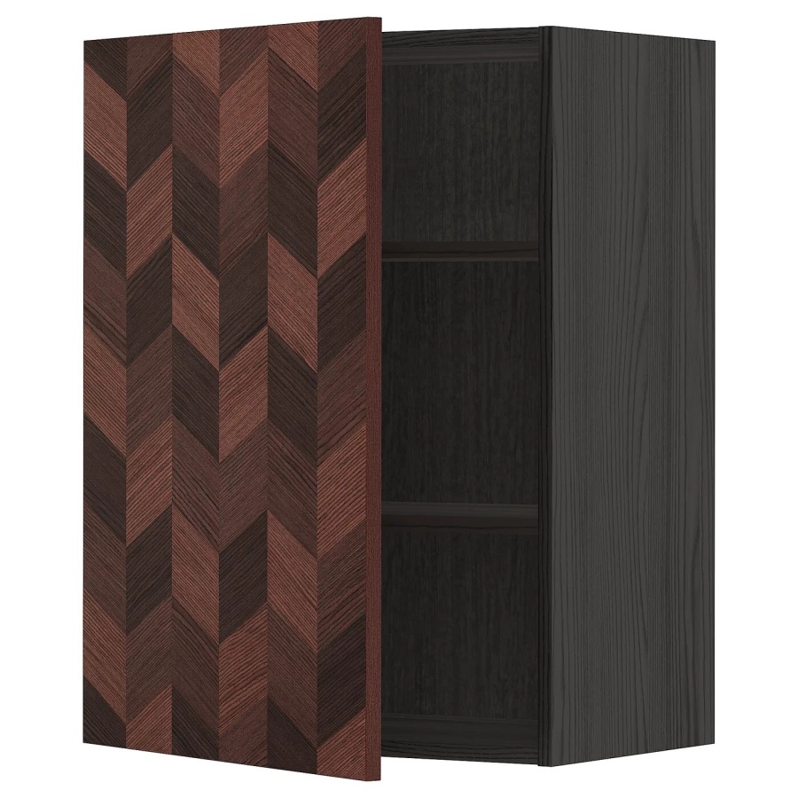 Навесной шкаф с полкой - METOD IKEA/ МЕТОД ИКЕА, 80х60 см, черный/коричневый (изображение №1)
