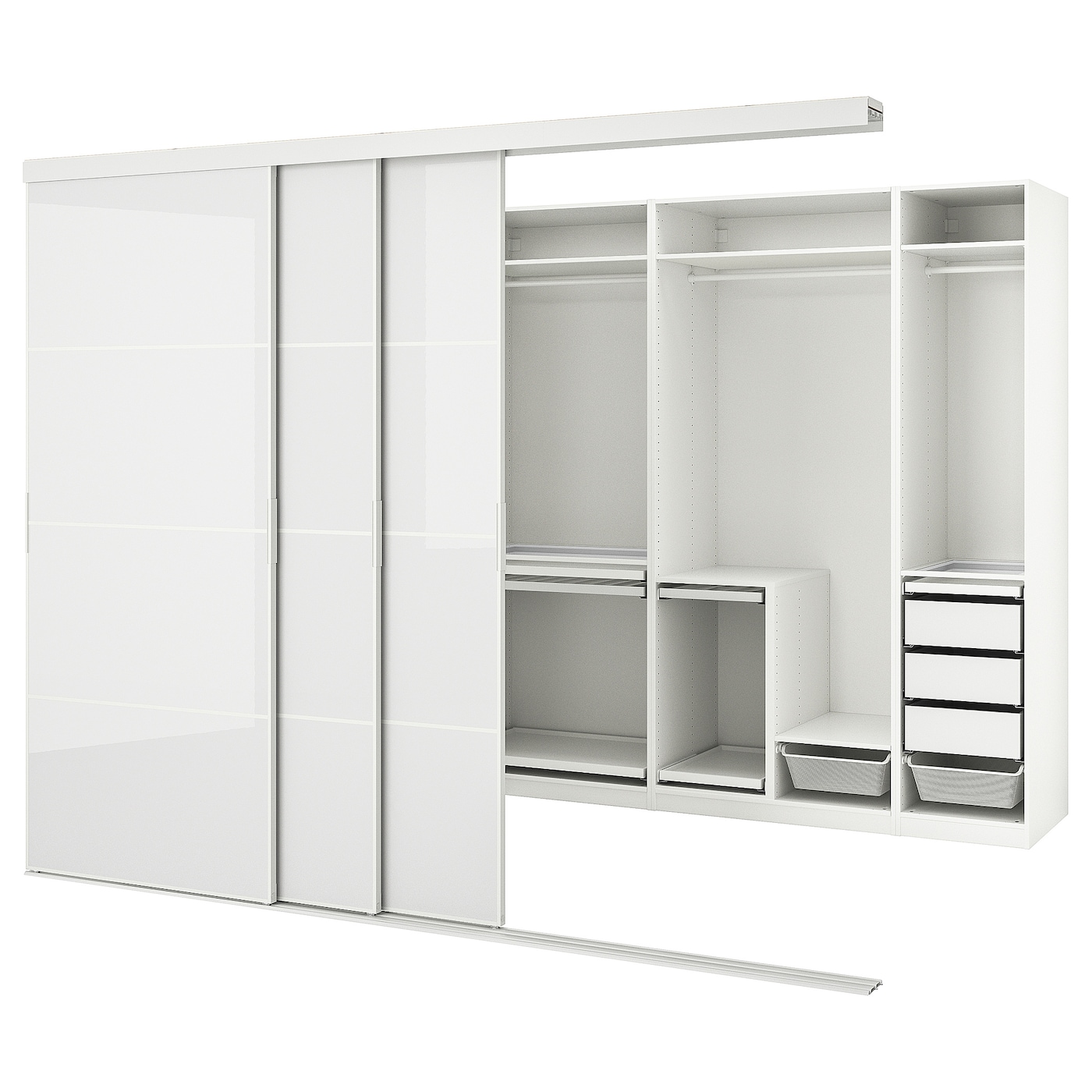 Гардероб с раздвижными дверями - IKEA SKYTTA/PAX/СКЮТТА/ПАКС ИКЕА, 160х301х240 см, белый