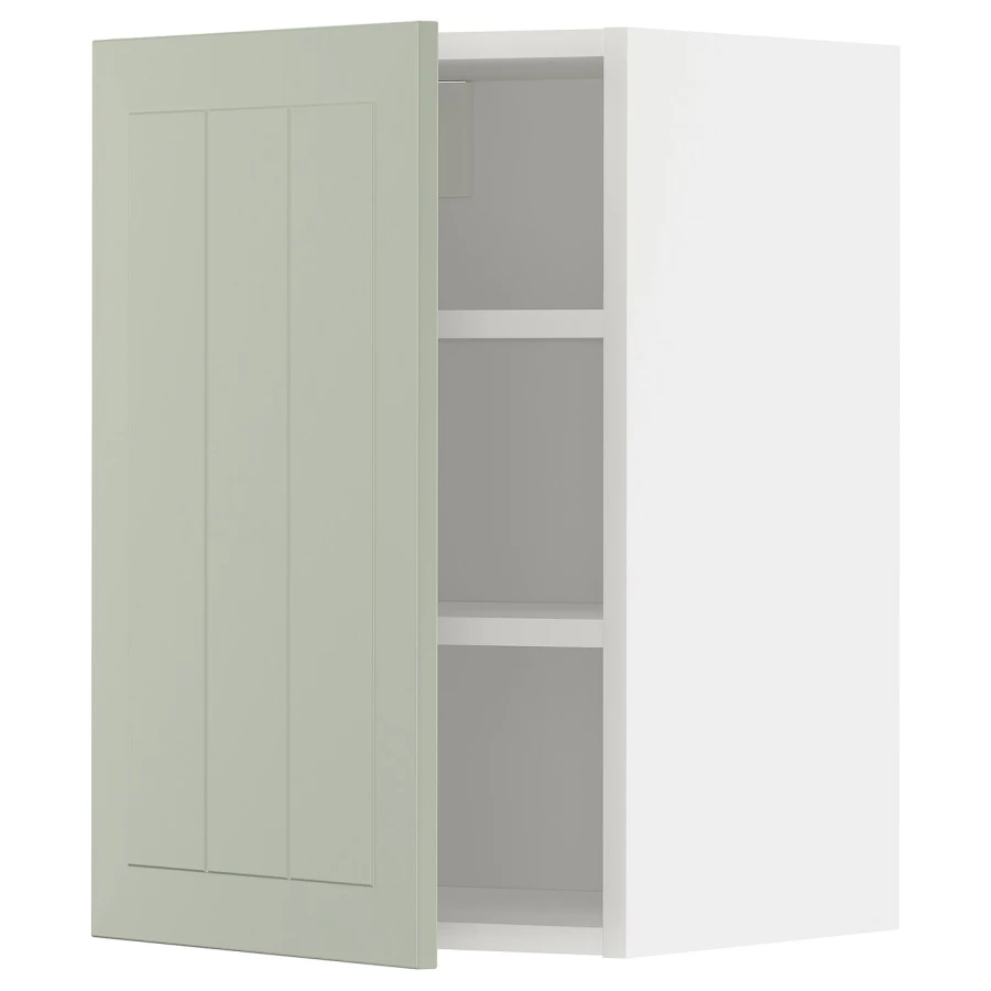 Навесной шкаф с полкой - METOD IKEA/ МЕТОД ИКЕА, 60х40 см, белый/зеленый (изображение №1)