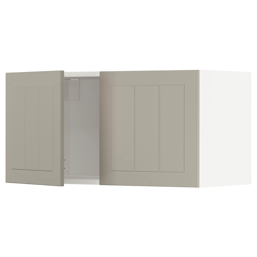 Навесной шкаф - METOD IKEA/ МЕТОД ИКЕА, 40х80 см, белый/светло-коричневый (изображение №1)